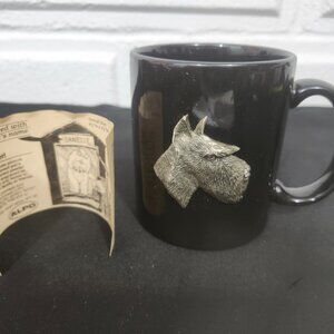 Vintage Coffee Mug with Metal Miniature Schnauzer Dog Bust
